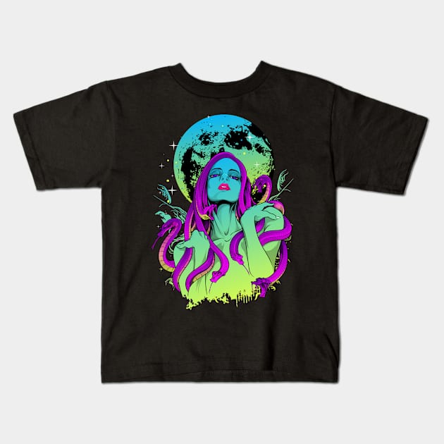Medusa vaporwave Kids T-Shirt by Wagum Std